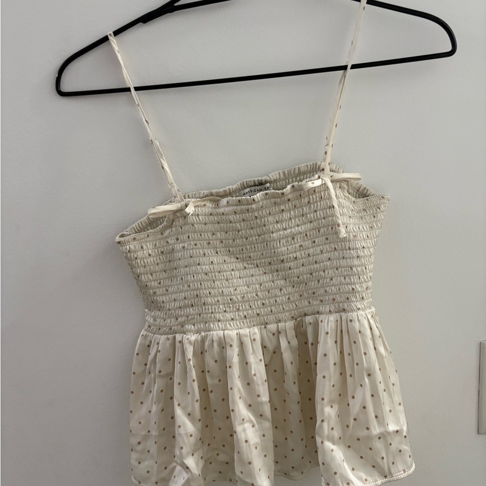 American Eagle Outfitters Cream Smocked Camisole